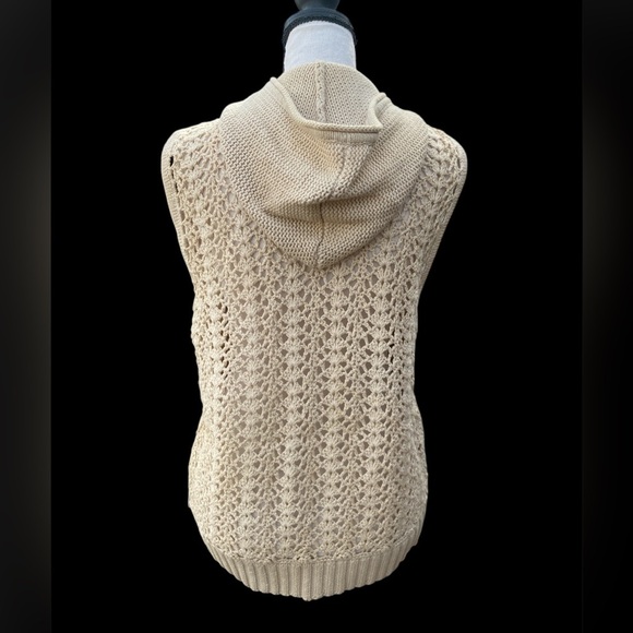 Woolrich cable knit vest hooded SZ medium cream - Picture 2 of 7